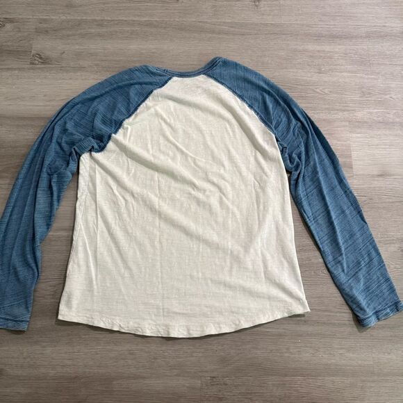 GAP White & Blue Baseball Raglan Long Sleeve Tee Shirt Size Large - Picture 2 of 7